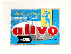 Plaque Publicitaire Ancienne Vintage Alumium ALIVO Milk