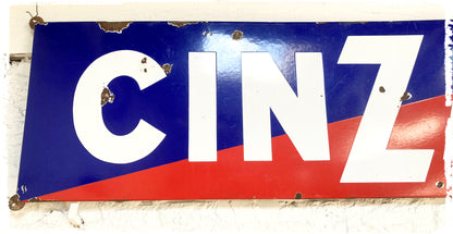 Plaque Publicitaire Émaillée Vintage XXL Cinzano 197 x 48 cm