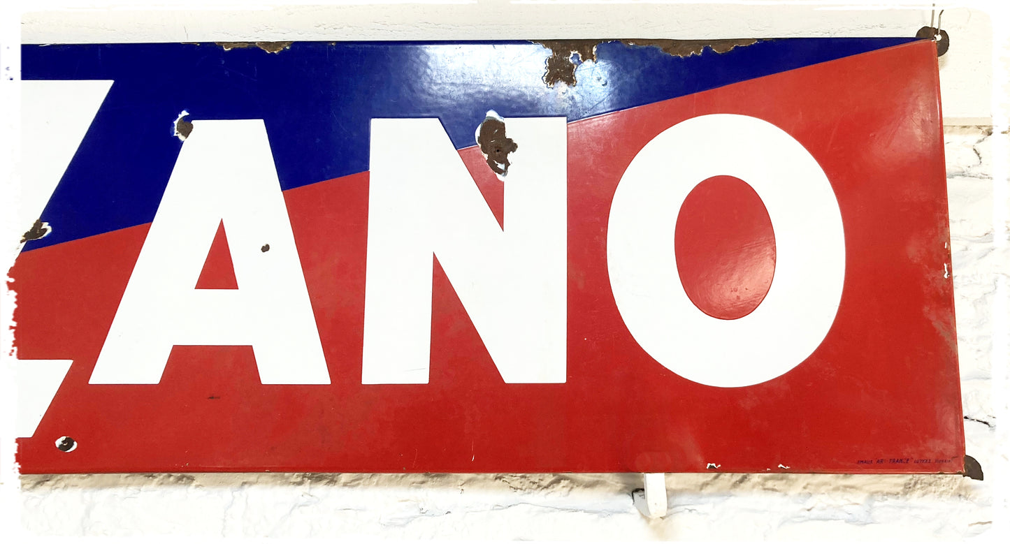 Plaque Publicitaire Émaillée Vintage XXL Cinzano 197 x 48 cm