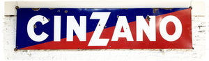 Plaque Publicitaire Émaillée Vintage XXL Cinzano 197 x 48 cm