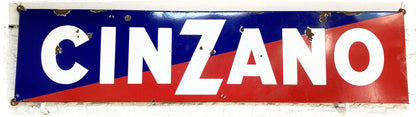 Plaque Publicitaire Émaillée Vintage XXL Cinzano 197 x 48 cm