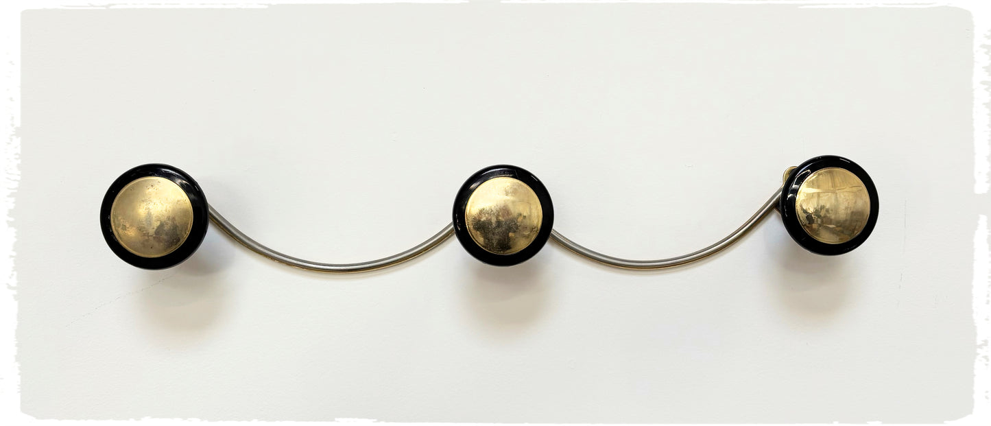 Porte Manteaux Mural Vintage 3 Patères Noir et Doré