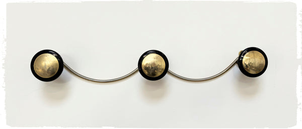 Porte Manteaux Mural Vintage 3 Patères Noir et Doré