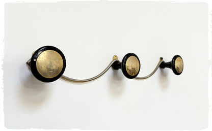 Porte Manteaux Mural Vintage 3 Patères Noir et Doré