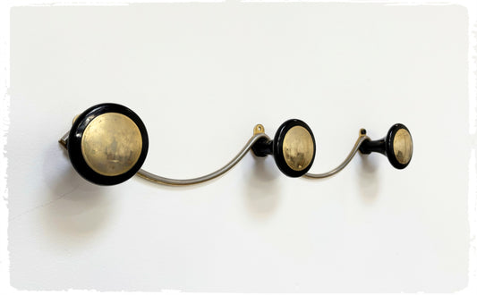Porte Manteaux Mural Vintage 3 Patères Noir et Doré