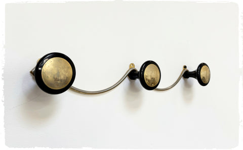 Porte Manteaux Mural Vintage 3 Patères Noir et Doré
