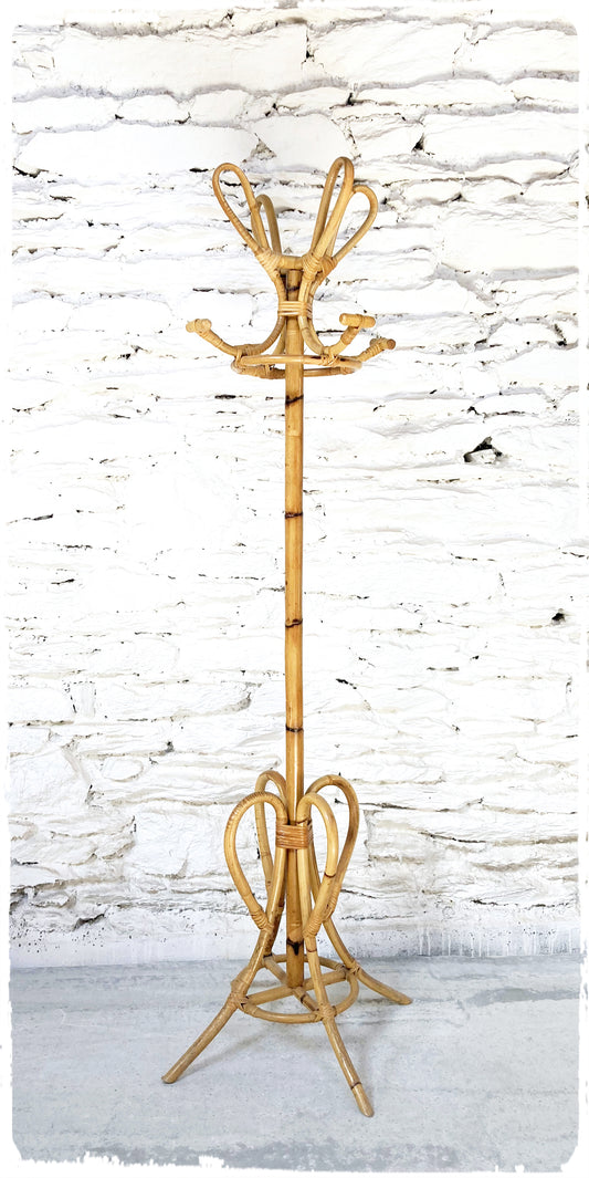 Porte Manteaux Perroquet Vintage en Bambou et Rotin