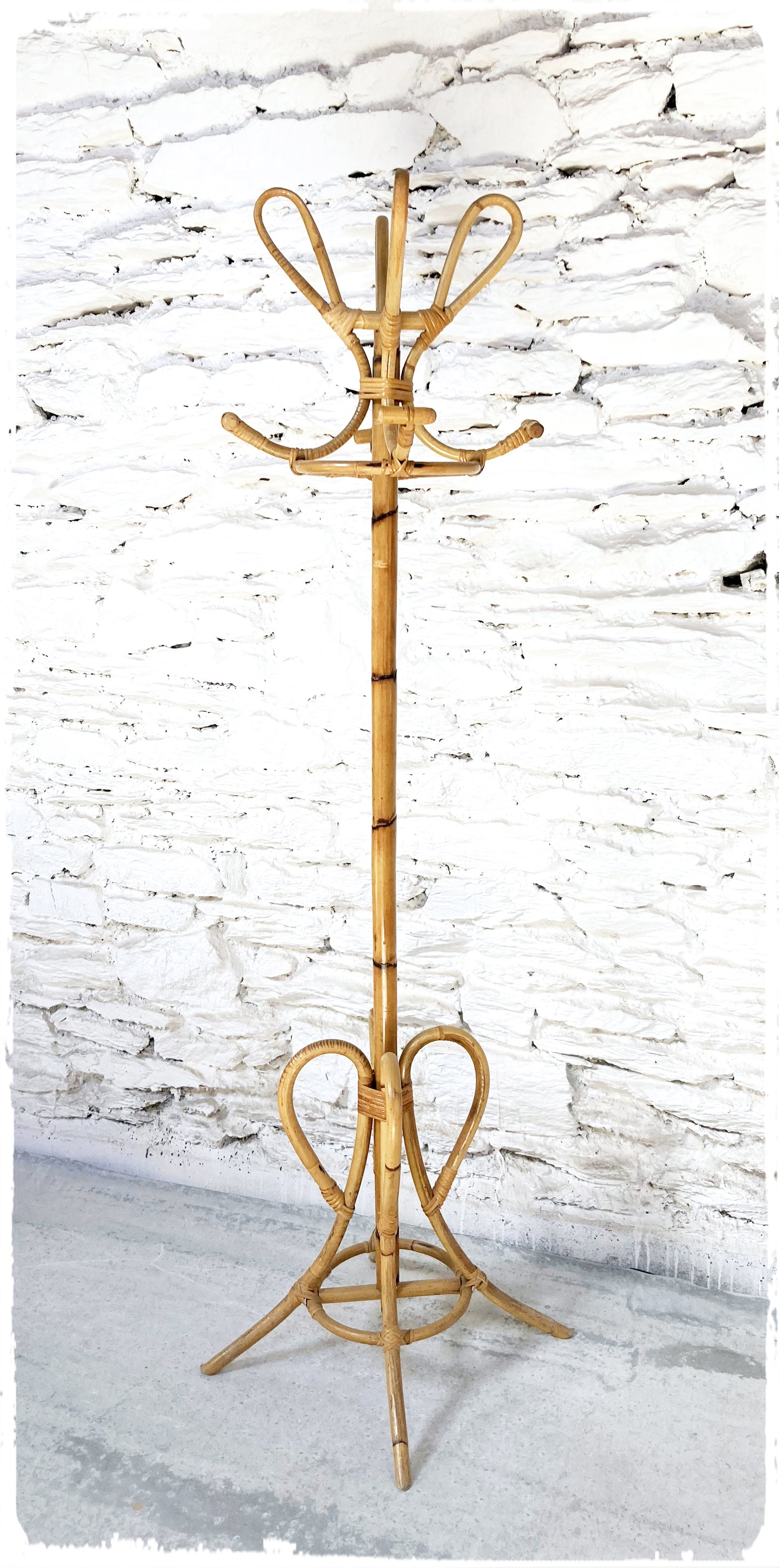 Porte Manteaux Perroquet Vintage en Bambou et Rotin