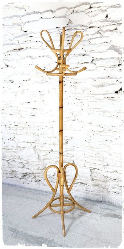 Porte Manteaux Perroquet Vintage en Bambou et Rotin