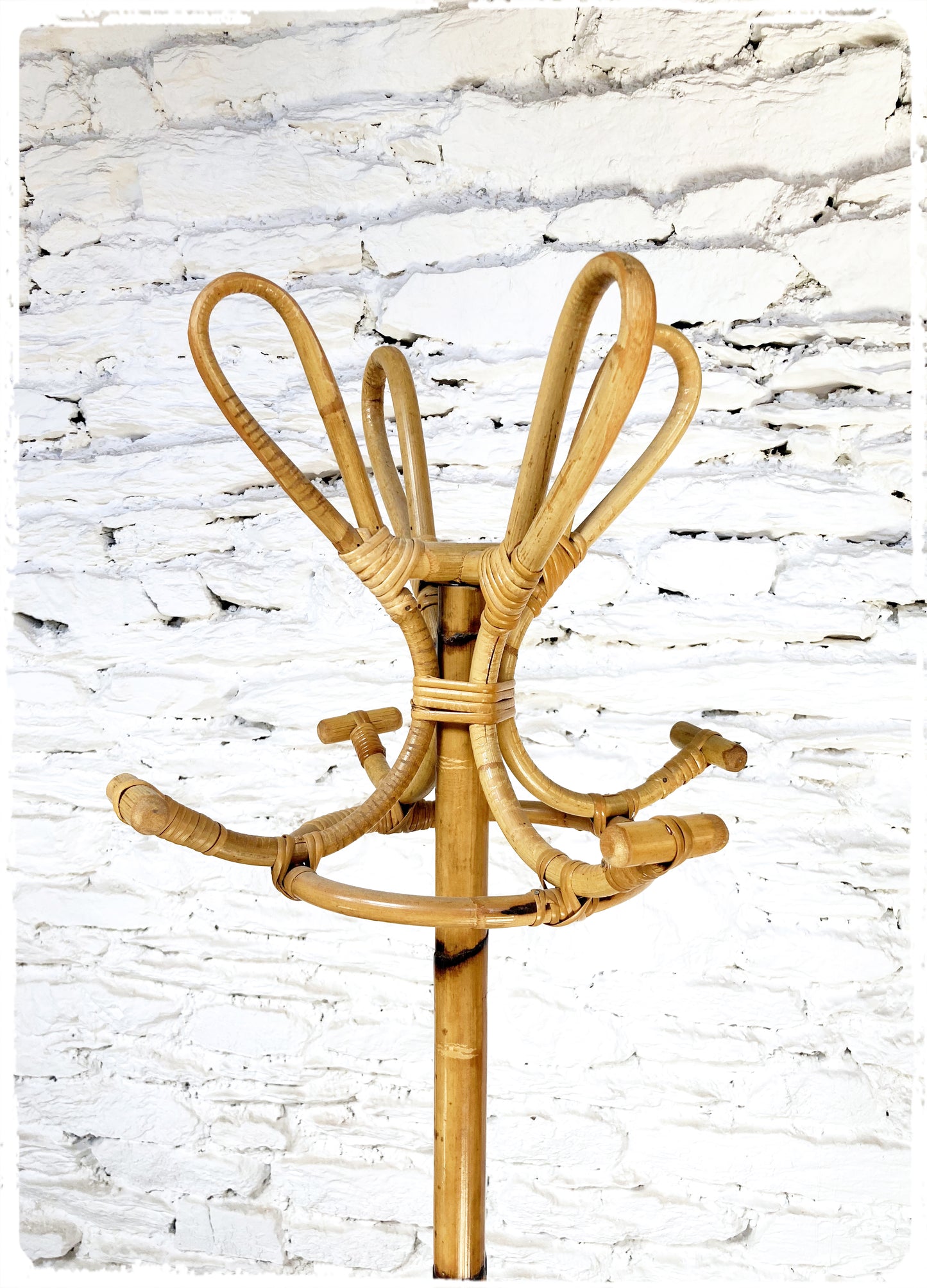 Porte Manteaux Perroquet Vintage en Bambou et Rotin