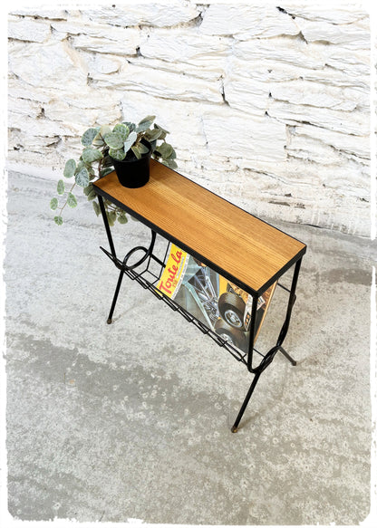 Porte Revues Bout de Canapé Vintage Moderniste métal et bois