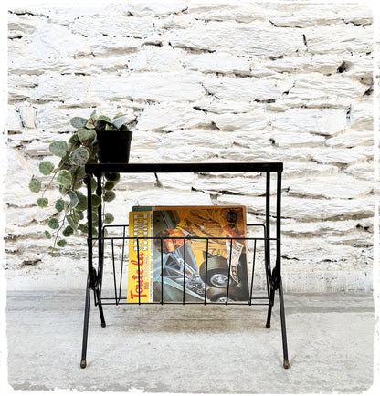 Porte Revues Bout de Canapé Vintage Moderniste métal et bois