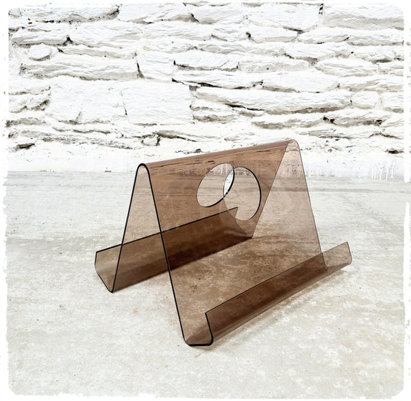 Porte Revues Vintage Années 70 Plexiglass Fumé