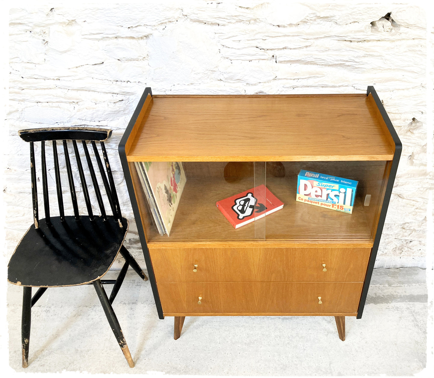 Rangement Meuble Hi-fi Vintage Pieds Compas