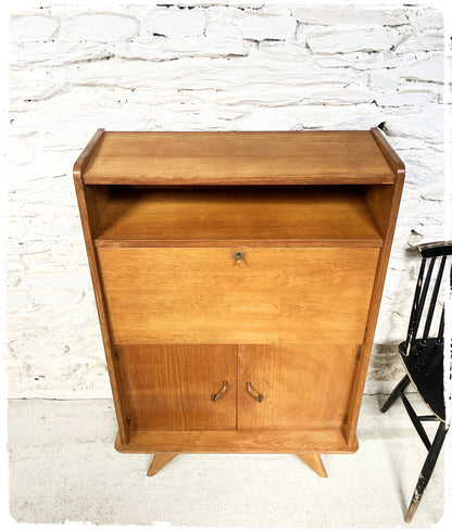 Petit Secrétaire Vintage en Bois Doré Pieds Compas