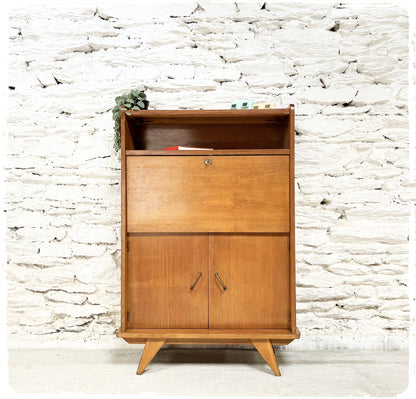 Petit Secrétaire Vintage en Bois Doré Pieds Compas