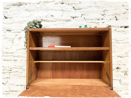 Petit Secrétaire Vintage en Bois Doré Pieds Compas