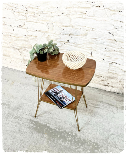 Sellette Vintage Pieds Eiffel Doré Formica Bois