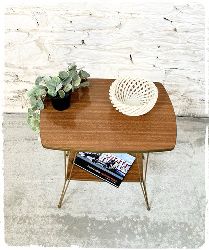 Sellette Vintage Pieds Eiffel Doré Formica Bois