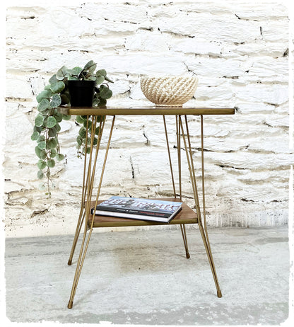 Sellette Vintage Pieds Eiffel Doré Formica Bois