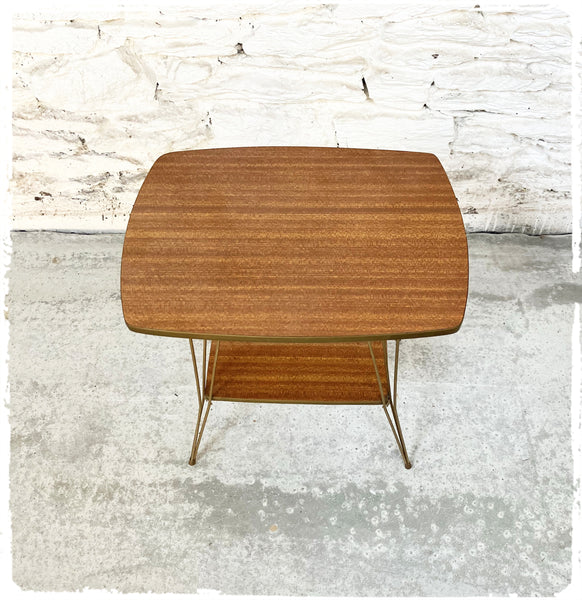 Sellette Vintage Pieds Eiffel Doré Formica Bois