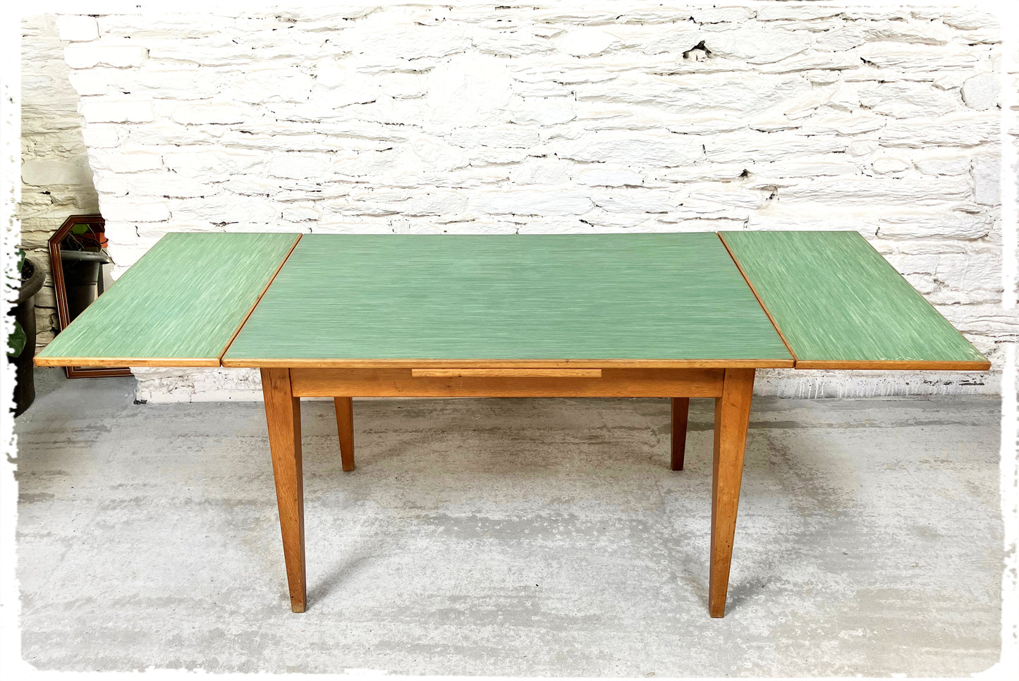 Table à Manger Vintage Extensible Mado Verte en Chêne