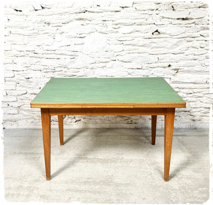 Table à Manger Vintage Extensible Mado Verte en Chêne
