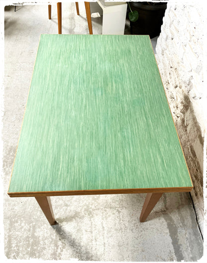 Table à Manger Vintage Extensible Mado Verte en Chêne