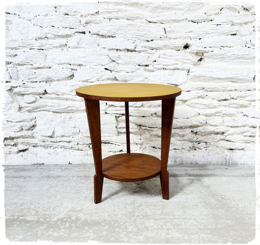 Table d'Appoint Guéridon Tripode Vintage Art Déco en Chêne Revisité