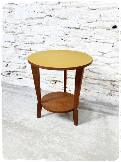 Table d'Appoint Guéridon Tripode Vintage Art Déco en Chêne Revisité