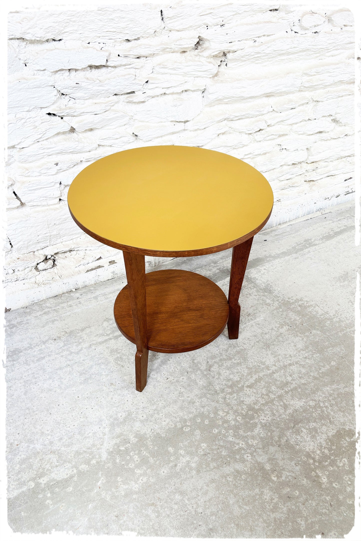 Table d'Appoint Guéridon Tripode Vintage Art Déco en Chêne Revisité