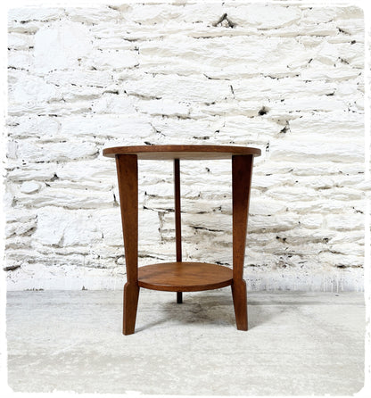 Table d'Appoint Guéridon Tripode Vintage Art Déco en Chêne Revisité
