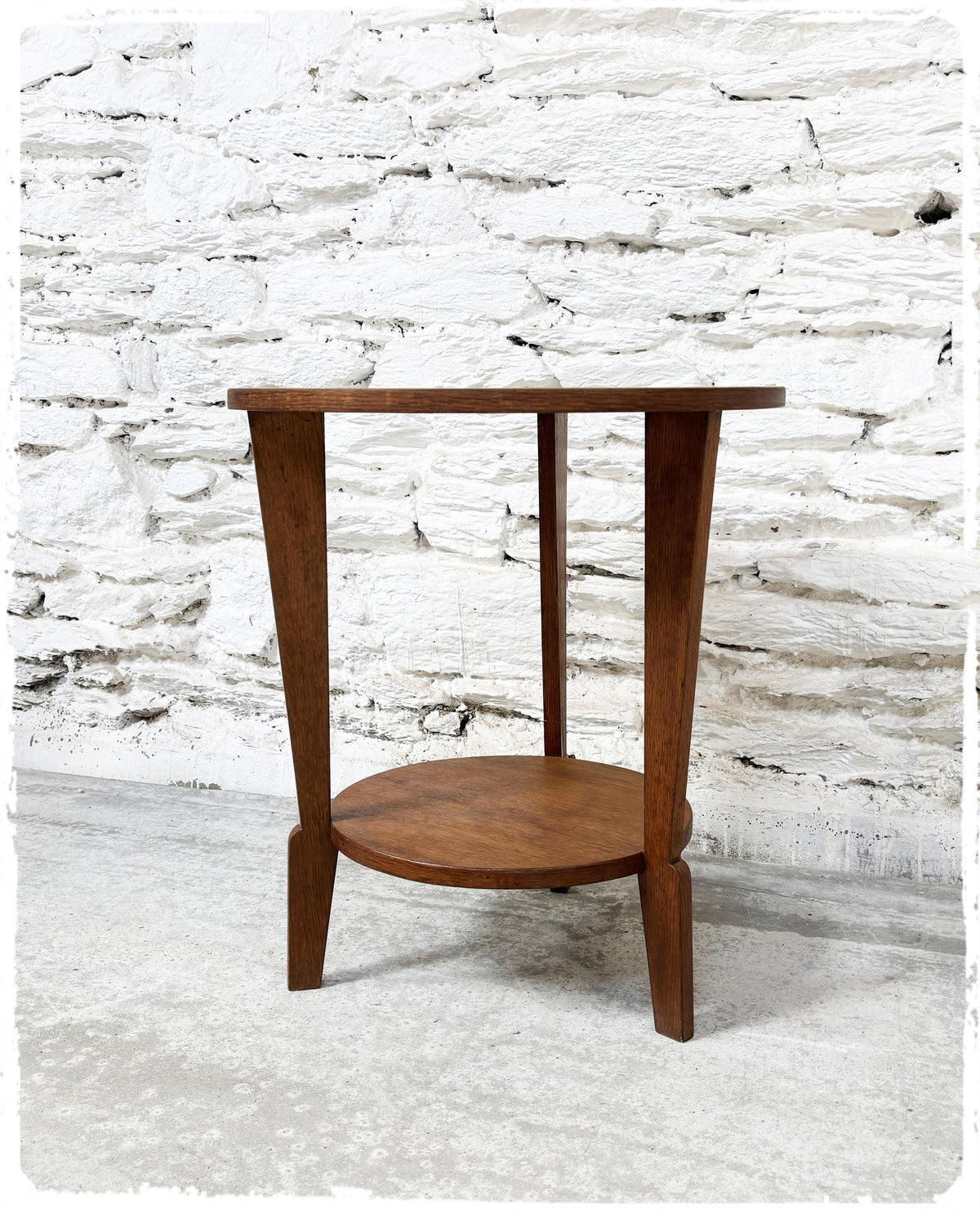 Table d'Appoint Guéridon Tripode Vintage Art Déco en Chêne Revisité
