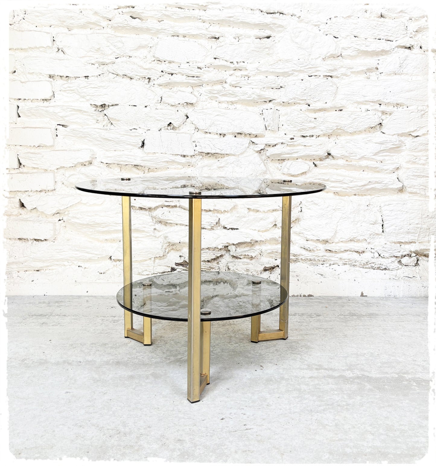 Table Basse Table d'Appoint Vintage Années 70 Verre Fumé Gris
