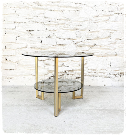 Table Basse Table d'Appoint Vintage Années 70 Verre Fumé Gris