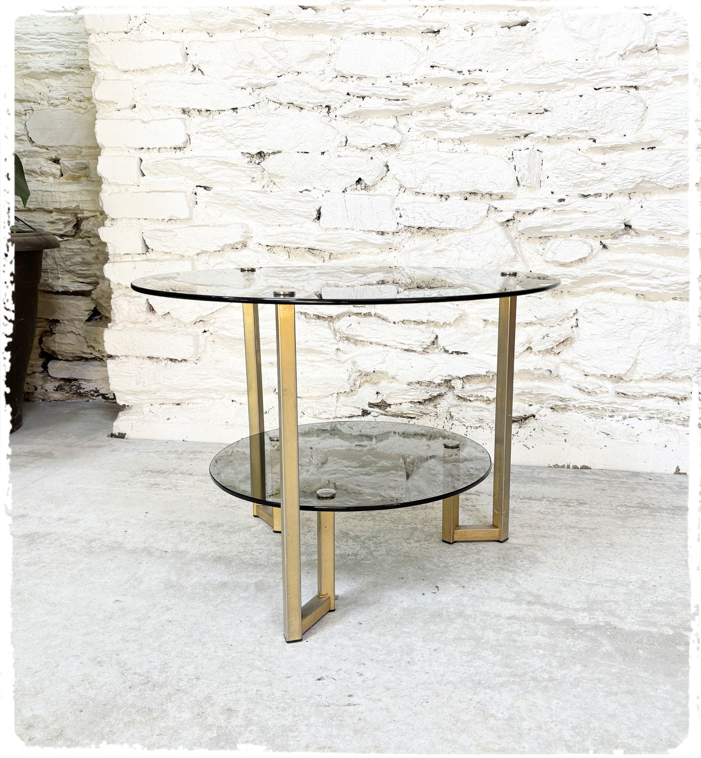 Table Basse Table d'Appoint Vintage Années 70 Verre Fumé Gris