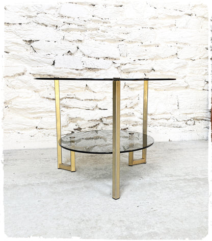 Table Basse Table d'Appoint Vintage Années 70 Verre Fumé Gris