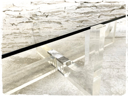 Table Basse Vintage en Lucite et Verre Fumé par Michel Dumas 1970
