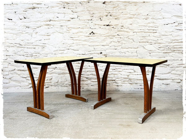 Table Bistrot Vintage Années 50 Formica Jaune