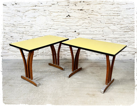 Table Bistrot Vintage Années 50 Formica Jaune