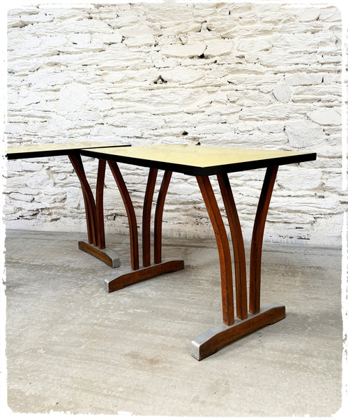 Table Bistrot Vintage Années 50 Formica Jaune