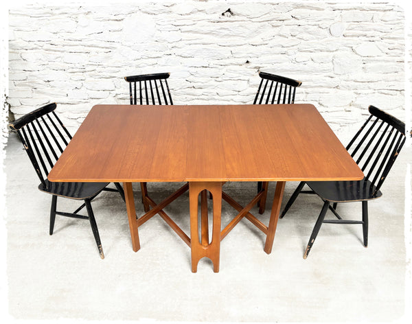 Table Pliante à Rabats Vintage Style Scandinave en Teck Années 60
