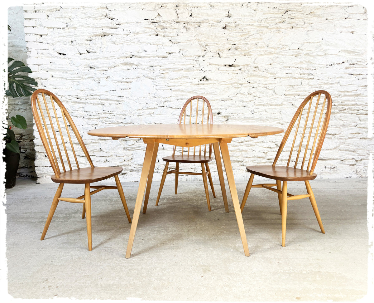 Table Pliante à Rabats Vintage Ercol en Orme Pieds Compas