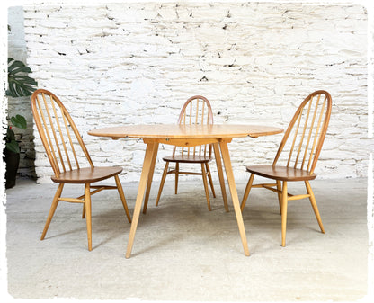 Table Pliante à Rabats Vintage Ercol en Orme Pieds Compas