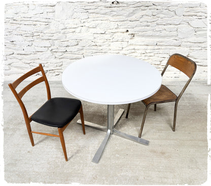 Table Ronde Vintage Années 70 Pied Croix