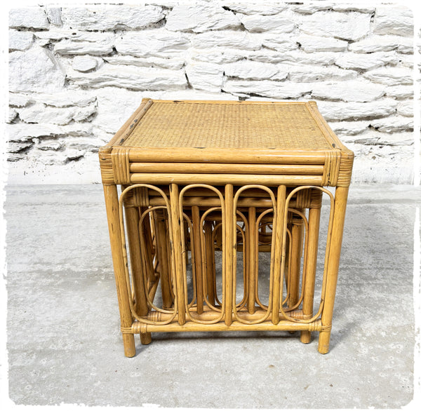 Tables Basses Gigognes Vintage en Rotin et Cannage