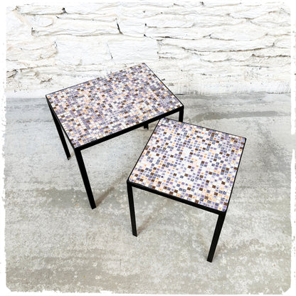 Tables Basses Gigognes Vintage Métal et Céramique