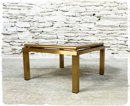 Duo de Tables Basses Vintage Laiton & Verre Eglomisé Années 70