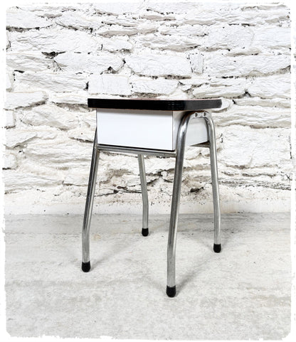 Tabouret Coffre à Cirage Vintage Formica Rouge