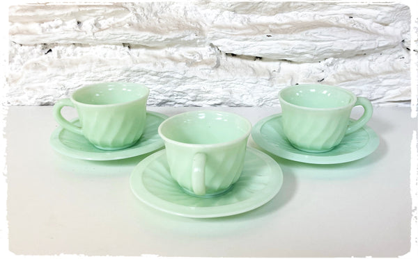 Tasses à Café Années 50 Vert Pastel Mint